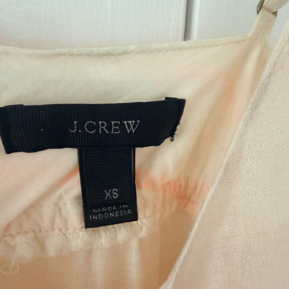 J.Crew Luxury Beach XS Linen Striped Maxi Dress Cream‎ Neon Orange Empire Waist - Picture 3 of 5